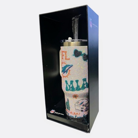 NFL Miami Dolphins Official 46oz Bling Colossal Studded Tumbler Limited Edition - Picture 3 of 8